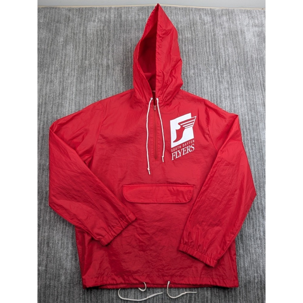 Vintage Dayton Flyers Pullover Windbreaker Rain Jacket Hooded Men's Large NCAA